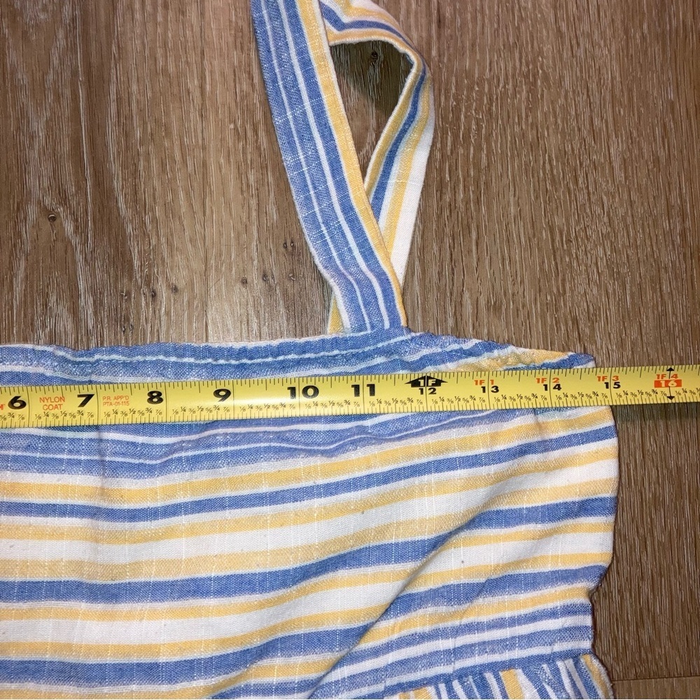 SHEIN Women’s Blue and Yellow Vertical Striped Tiered
Boho Maxi Sundress Small - Picture 3 of 9